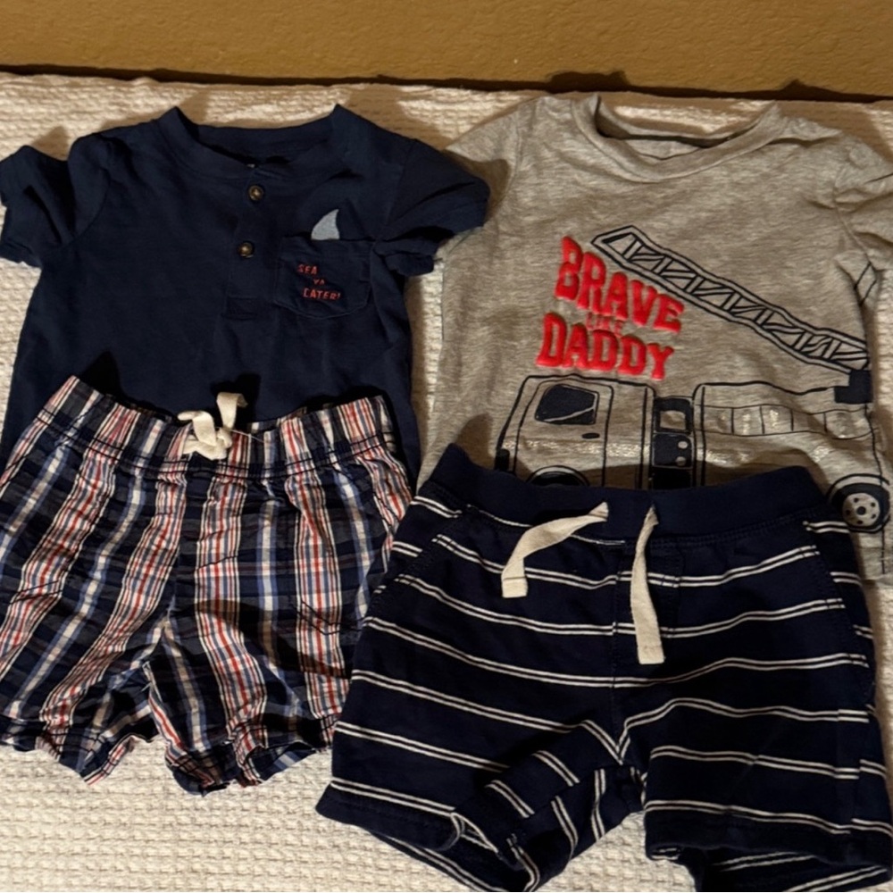 Carter's Boys' T-Shirt and Shorts Set - Navy, Gray, Red